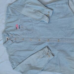 Lee Light Blue Denim Shirt with USA Flag